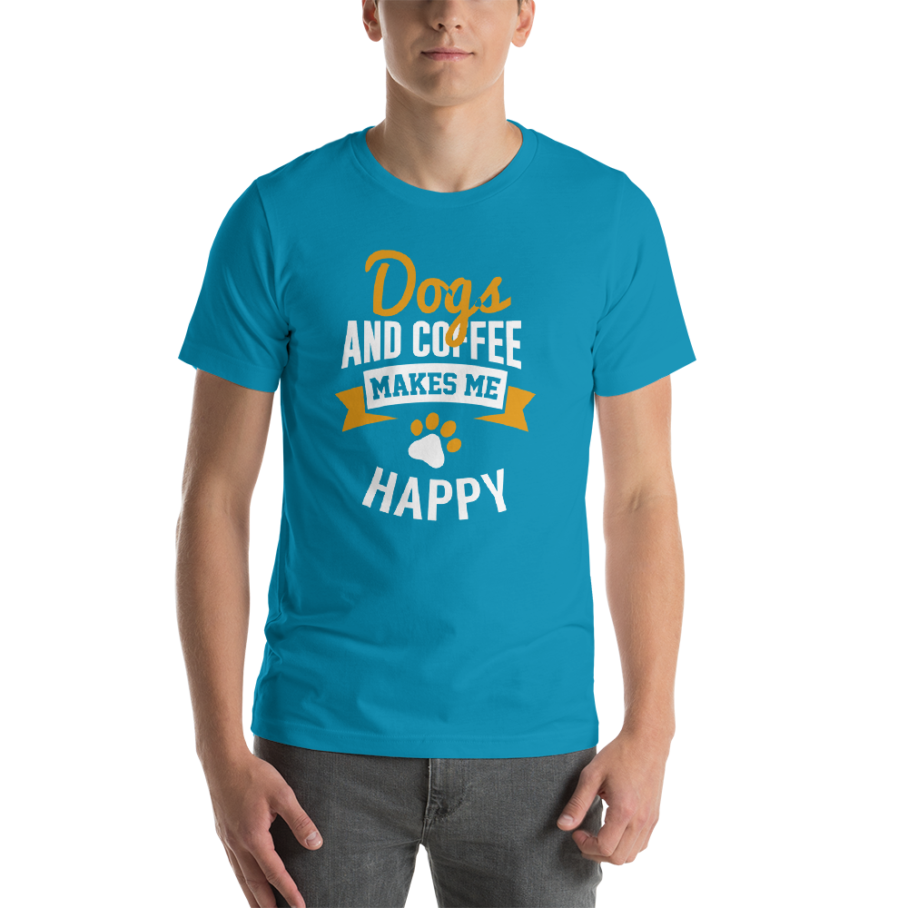 Dogs And Coffee Makes Me Happy Unisex T-Shirt