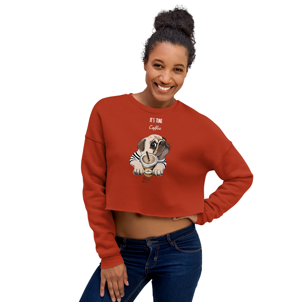 "It's coffee time"  Fashion Warm Crop Sweatshirt For Women