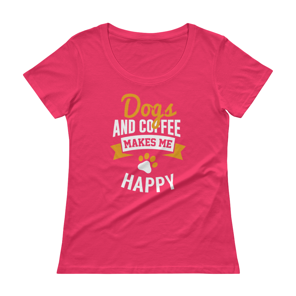 Dogs And Coffee Makes Me Happy Scoopneck T-Shirt