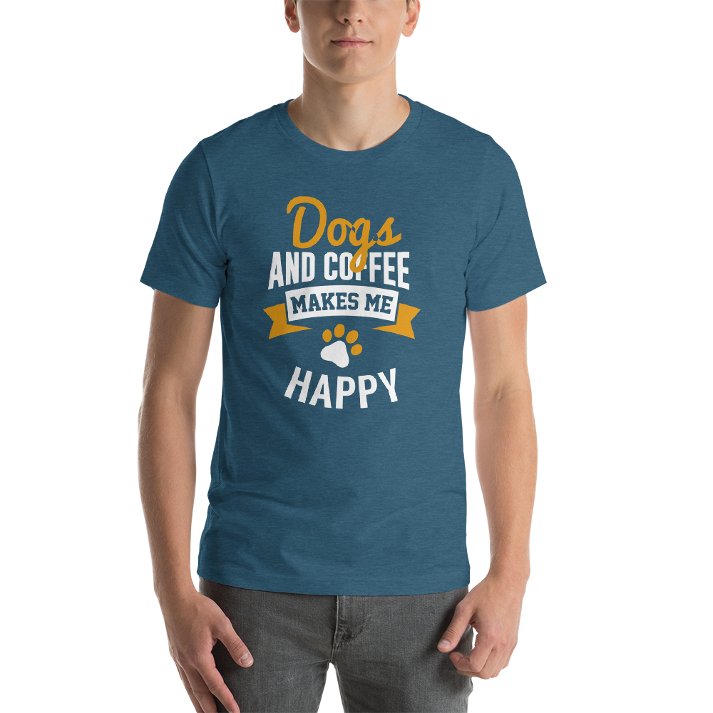 Dogs And Coffee Makes Me Happy Unisex T-Shirt