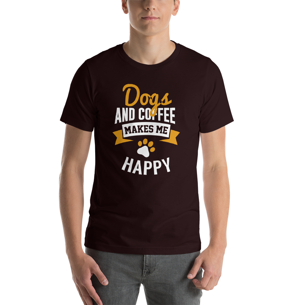 Dogs And Coffee Makes Me Happy Unisex T-Shirt