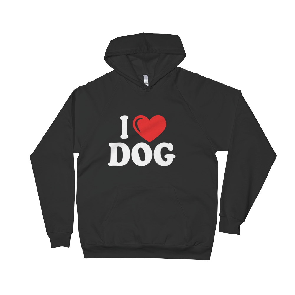 I Love Dog Fleece Hoodie