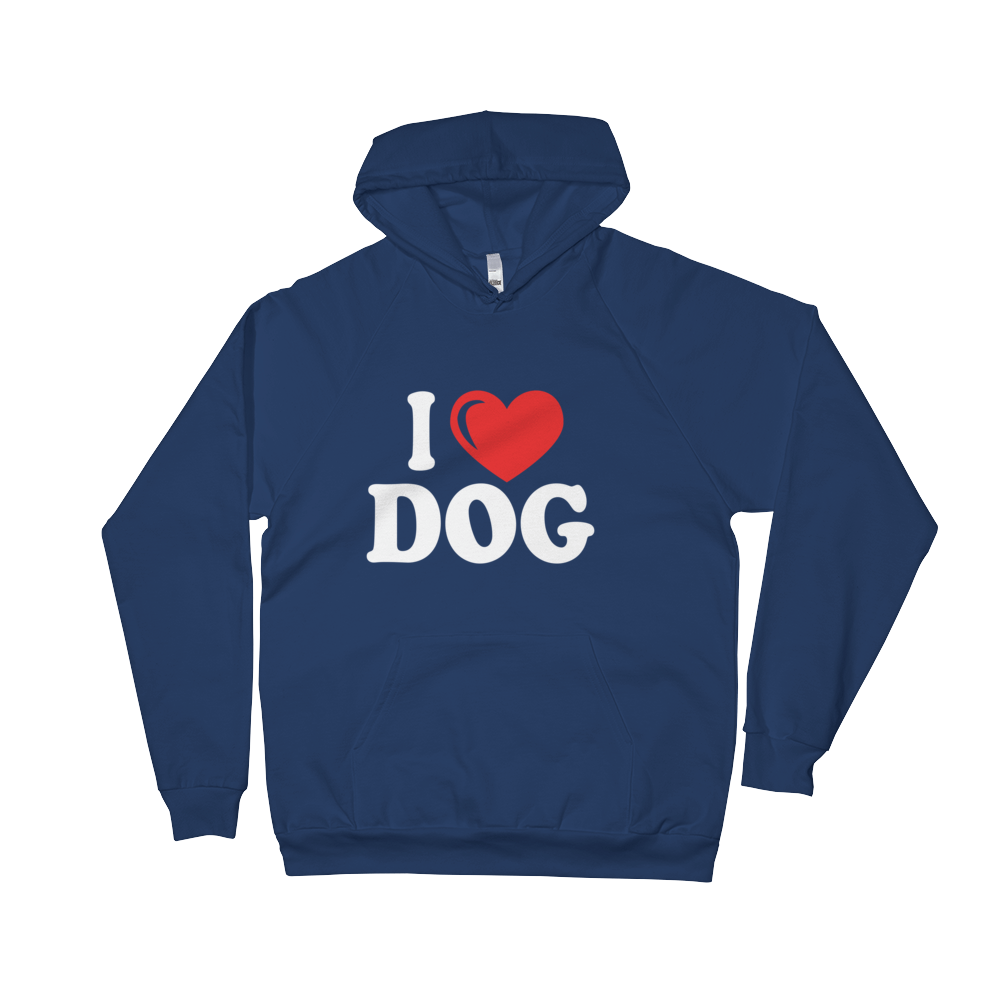 I Love Dog Fleece Hoodie