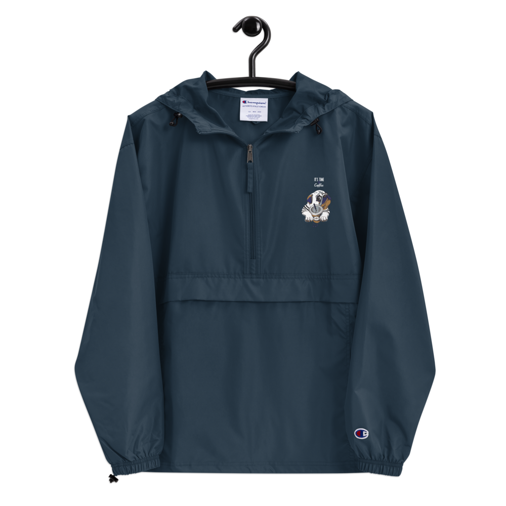 Embroidered Champion Packable Jacket. "It's coffee time"