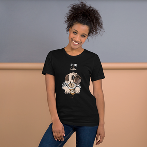 "It's coffee time" This is a new T-shirt for dog lovers. Short-Sleeve. Unisex