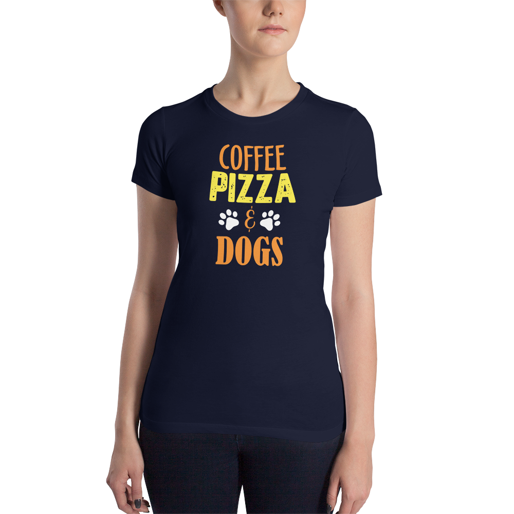 Coffee Pizza & Dogs Slim Fit T-Shirt
