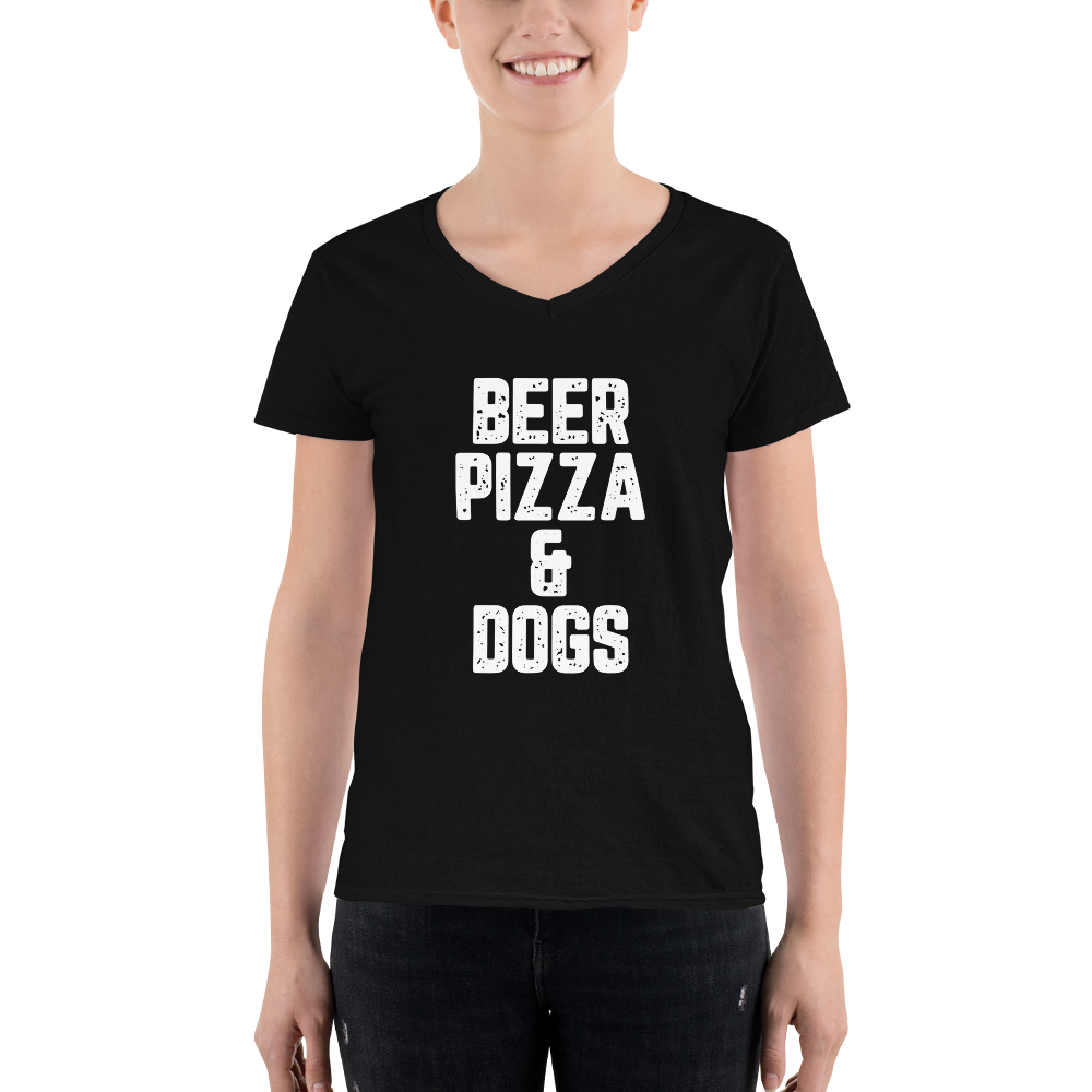 Beer Pizza & Dogs V-Neck Shirt