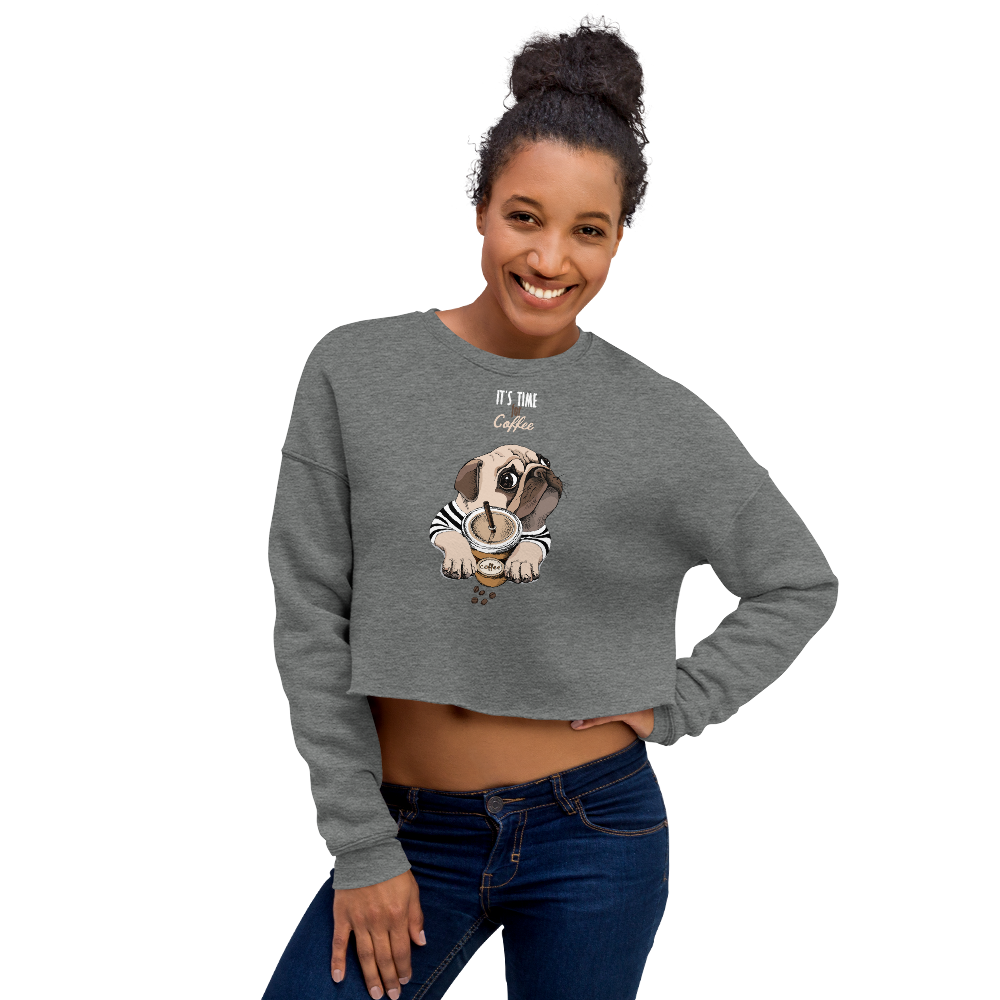 "It's coffee time"  Fashion Warm Crop Sweatshirt For Women