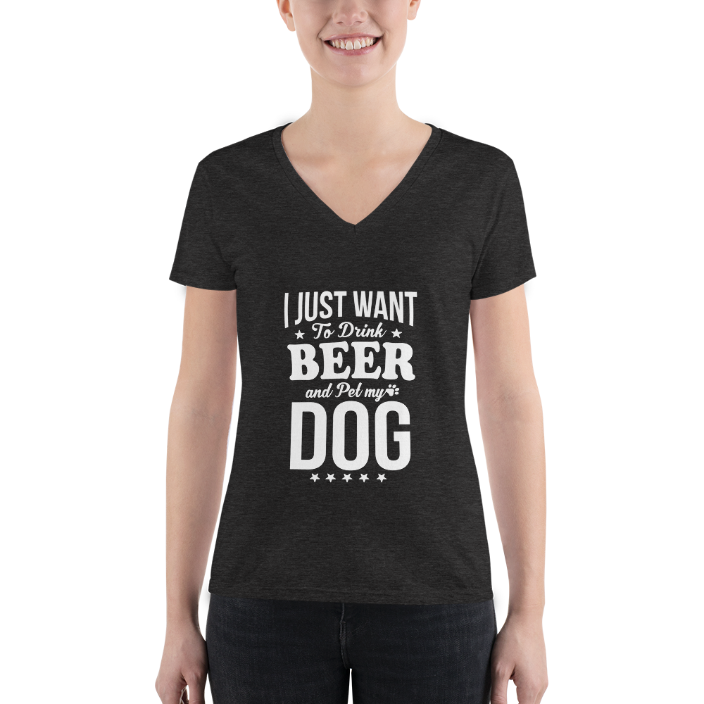 I Just Want To Drink Beer V-neck Tee