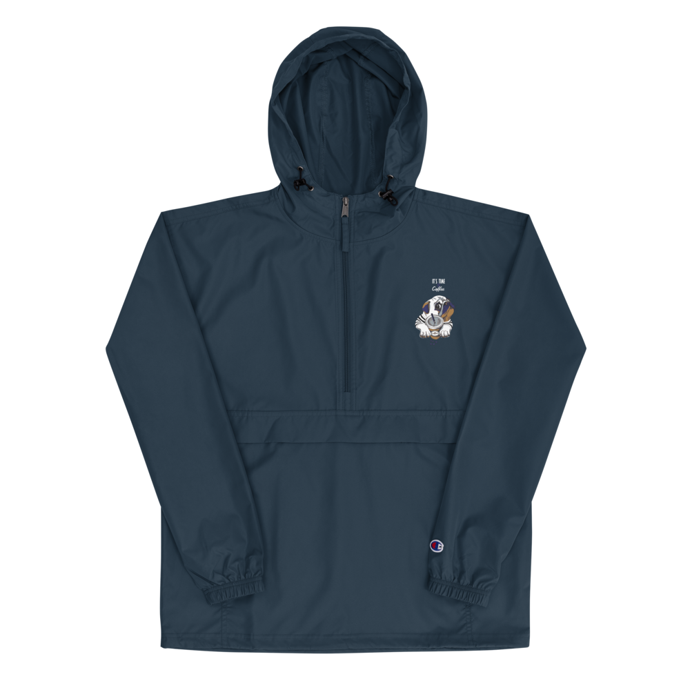 Embroidered Champion Packable Jacket. "It's coffee time"