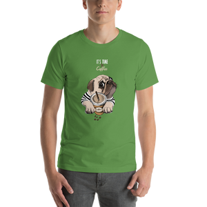 "It's coffee time" This is a new T-shirt for dog lovers. Short-Sleeve. Unisex