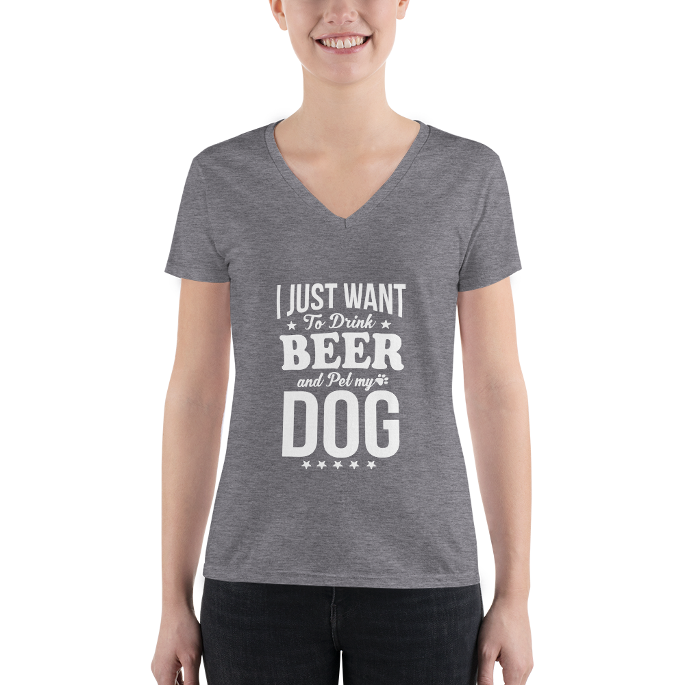 I Just Want To Drink Beer V-neck Tee