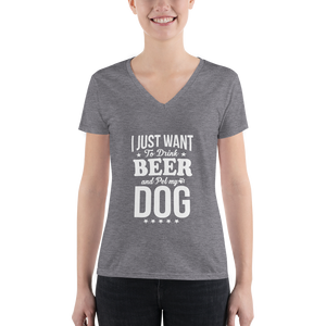 I Just Want To Drink Beer V-neck Tee