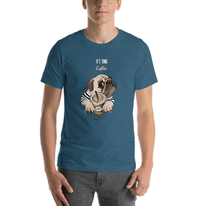 "It's coffee time" This is a new T-shirt for dog lovers. Short-Sleeve. Unisex