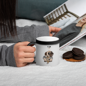 "It's coffee time". Matte Black Magic Mug