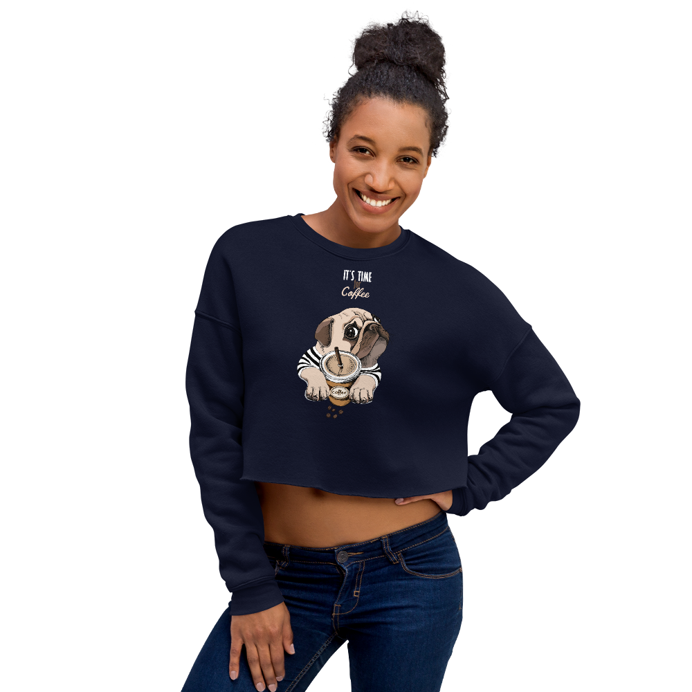 "It's coffee time"  Fashion Warm Crop Sweatshirt For Women