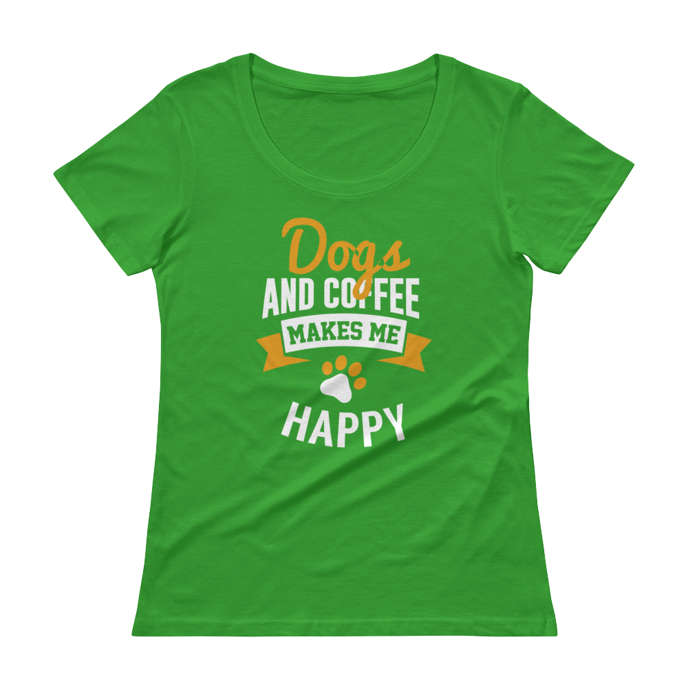 Dogs And Coffee Makes Me Happy Scoopneck T-Shirt