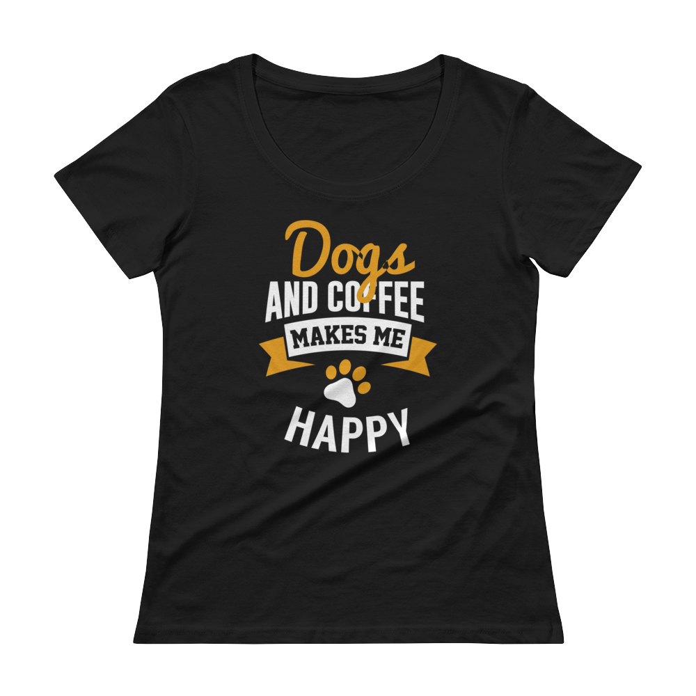 Dogs And Coffee Makes Me Happy Scoopneck T-Shirt