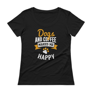 Dogs And Coffee Makes Me Happy Scoopneck T-Shirt