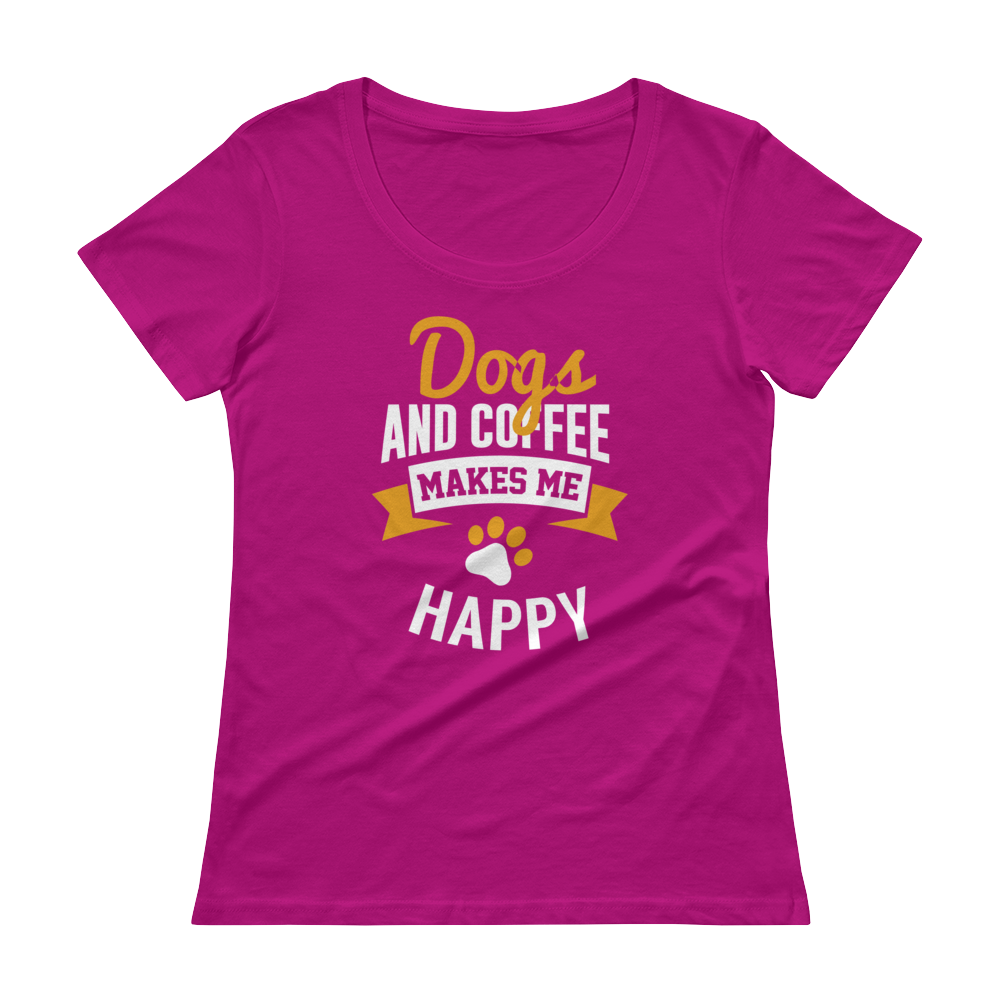 Dogs And Coffee Makes Me Happy Scoopneck T-Shirt