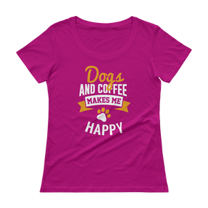 Dogs And Coffee Makes Me Happy Scoopneck T-Shirt