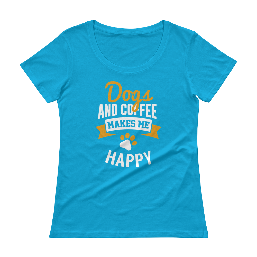 Dogs And Coffee Makes Me Happy Scoopneck T-Shirt