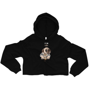 "It's coffee time" Crop Hoodie for Women. Stylish Hoodie if you like coffee and a dog